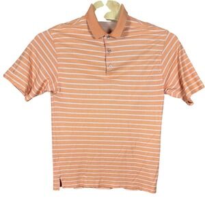 PING Polo Shirt Mens L Double Mercerized Orange Striped Short Sleeve Golf Top